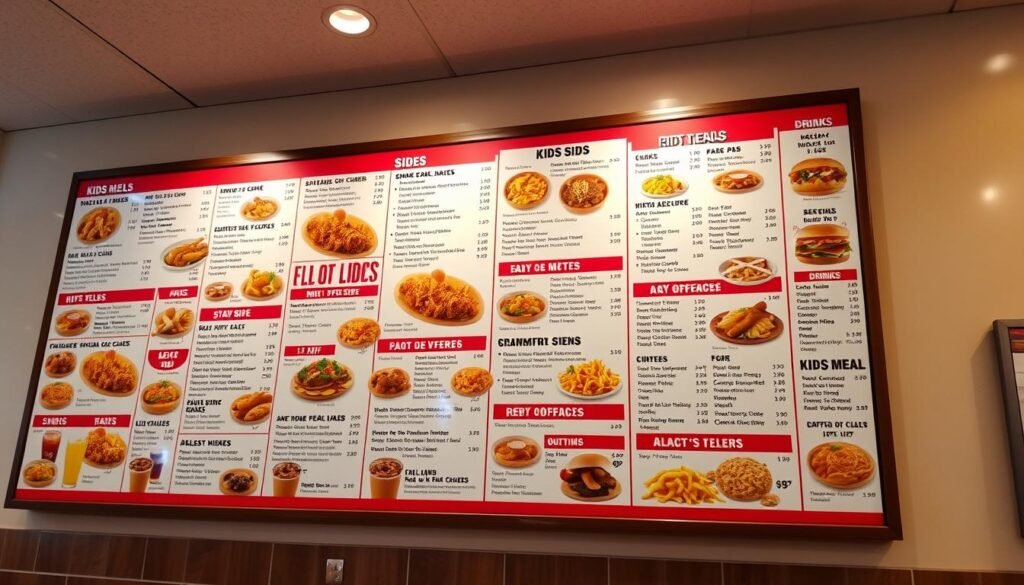 A well-lit, detailed menu board of El Pollo Loco, showcasing a wide variety of their signature dishes, sides, drinks, and kids meals. The menu is neatly organized, with clear pricing information for each item. The background features a clean, minimalist design, allowing the menu items to take center stage. The lighting is bright and natural, casting a warm glow over the entire scene. The angle is slightly elevated, giving a comprehensive view of the entire menu. The overall mood is inviting and appetizing, enticing the viewer to explore the diverse offerings of this popular Mexican-inspired restaurant.